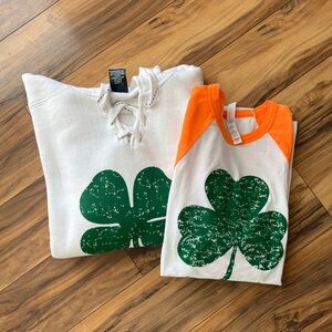 St Patrick’s Day, Shamrock, 4 leaf clover hoodie and baseball shirt.